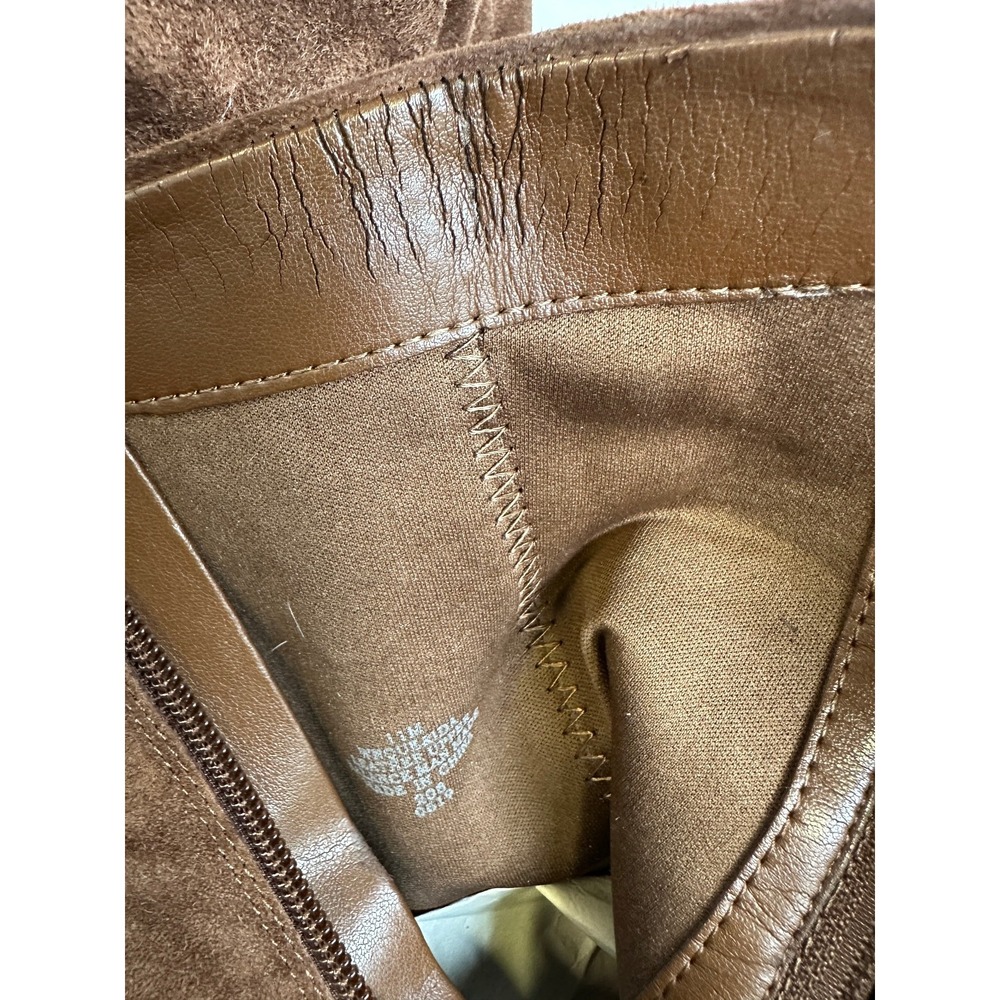 Nine West Brown Heeled Boots High Stiletto Heels Leather Suede Texture Size 11 M - Picture 9 of 15